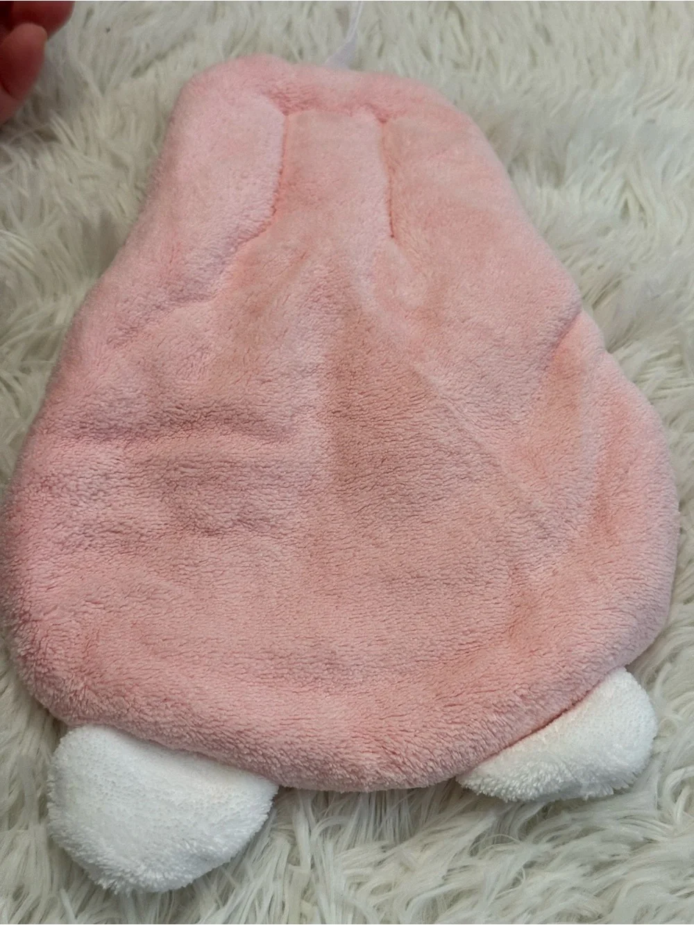 Cotton tail bunny pink plush hand towel bathroom kitchen hanging